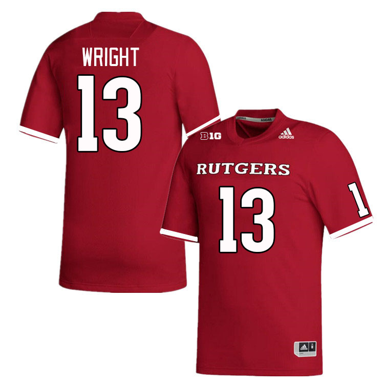 Men #13 Abram Wright Rutgers Scarlet Knights College Football Jerseys Stitched Sale-Scarlet - Click Image to Close